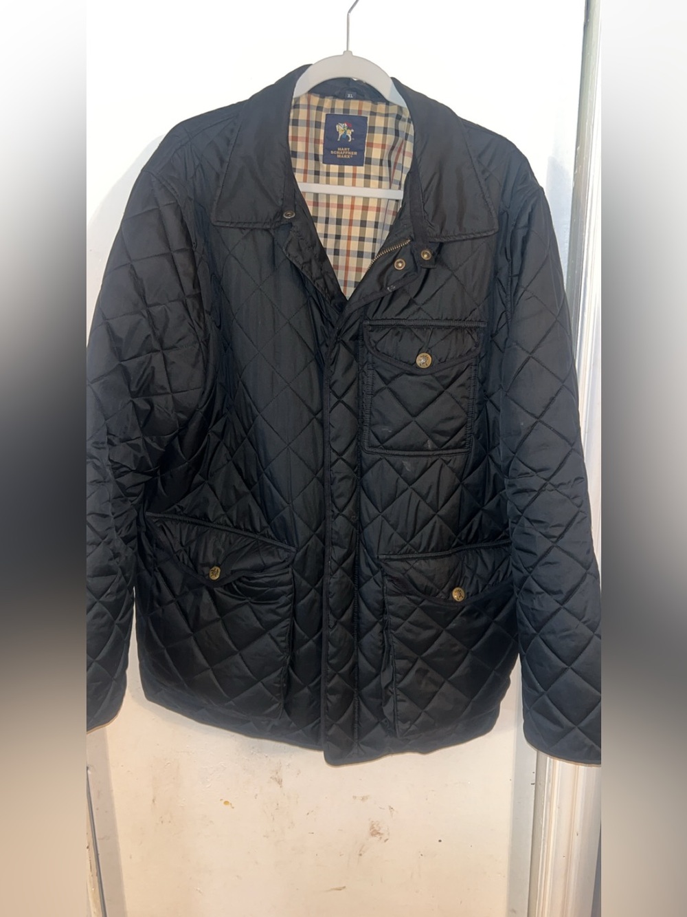 Hart Schaffner Marx Black Jacket with Plaid Lining